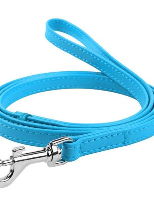 Повідець для собак шкіряний waudog glamour, ш 12 мм, дов 122 см блакитний