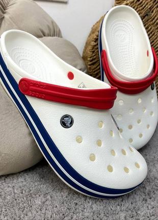 Кроксы сабо crocs crocband clog унисекс white blue