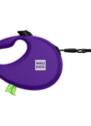 Повідець-рулетка для собак waudog r-leash з контейнером для пакетів, світловідбивна стрічка, s, до 12 кг, 3 м,2 фото