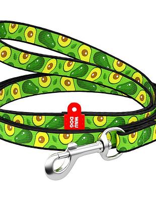 Повідець для собак нейлоновий waudog nylon, малюнок "авокадо", ш 10 мм, дов 122 см