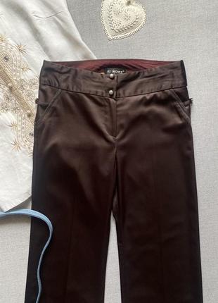 Атласные французкие брюки палаццо клеш fi more коричневые расширенные высокая посадка5 фото