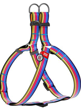 Шлея для собак waudog nylon з qr паспортом, малюнок "лінія 1", пластиковий фастекс, ш 20 мм, дов 50-80 см