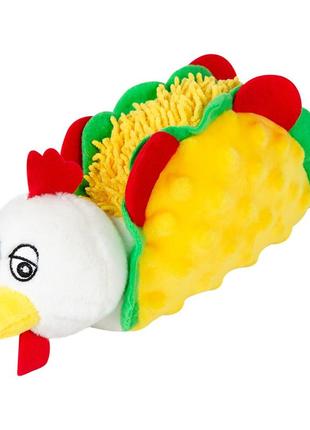Іграшка для собак курячий тако з пищалкою gigwi foody friends, текстиль, плюш, 26 см