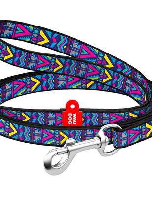 Повідець для собак нейлоновий waudog nylon, малюнок "інді", ш 10 мм, дов 122 см