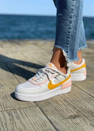 Nike air force 1 shadow white/orange🆕 шикарные женские кроссовки 🆕купить наложенный платёж