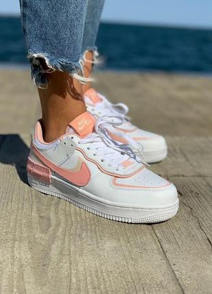 Nike air force 1 shadow white/peach 🆕 шикарные женские кроссовки 🆕купить наложенный платёж8 фото
