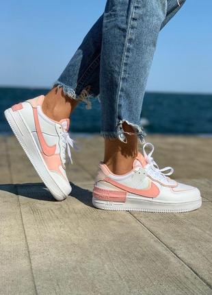 Nike air force 1 shadow white/peach 🆕 шикарные женские кроссовки 🆕купить наложенный платёж6 фото