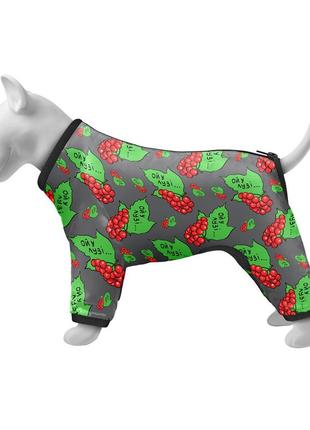 Вітровка для собак waudog clothes, малюнок "калина", xs25, в 36-38 см, с 26-28 см