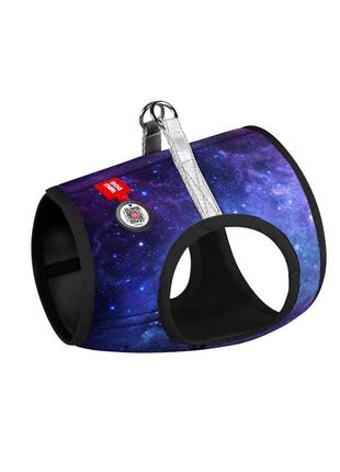 Шлея для собак м'яка waudog clothes з qr-паспортом, малюнок "nasa21", s2 b 46-50 см, c 43-45 см