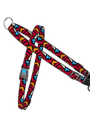 Шлея для собак швидкознімна waudog nylon з qr паспортом, малюнок "графіті", пластиковий фастекс, ш 15 мм, а