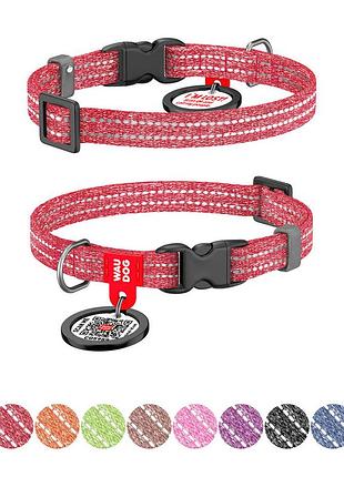 Нашийник для котів та дрібних порід собак waudog re-cotton з qr паспортом, відновлена бавовна,