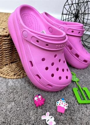 Дитячі крокси сабо на платформі crocs classic crush kids рожеві новинка новинка новинка