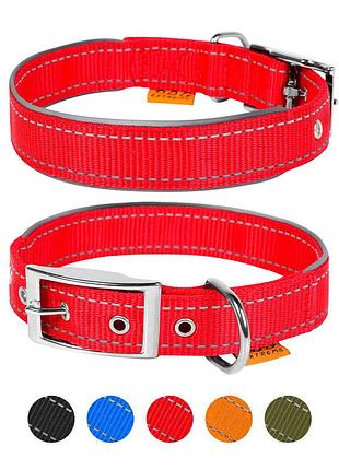Нашийник "dog extreme" з нейлону, подвійний з світловідбиваючою вставкою (ширина 40мм, довжина 60-72см)