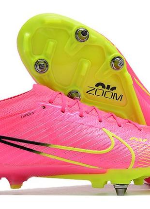 Бутси гібриди nike mercurial vapor xiv anti clog найк меркуріал рожеві футбольне взуття з шипами рожевого кольору10 фото