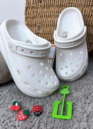 Детские кроксы сабо crocs classic crush kids white новинка новинка