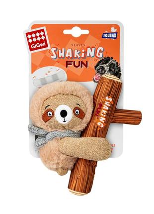 Іграшка для собак лінивець з великою пищалкою gigwi shaking fun, текстиль, плюш, 22 см2 фото