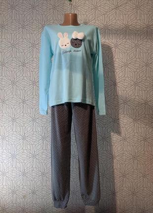 Піжама тепла з байкою, комплект для дому зима хлопковая пижама штаны+кофта, костюм для дома1 фото