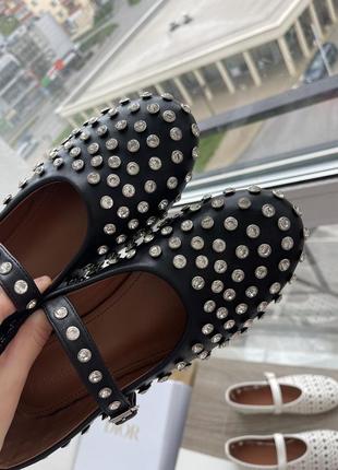 Балетки кроссовки 38 39 24,5см alaia zara trend тренд зара камешки кожа miu miu лоферы5 фото