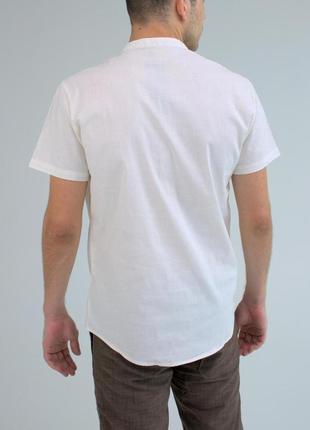 Чоловіча біла сорочка з кишенею4 фото
