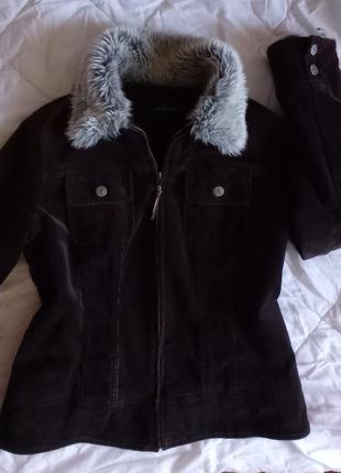 Деми куртка приталенная короткая на флисе, вельветовая, марсала, principle4 фото