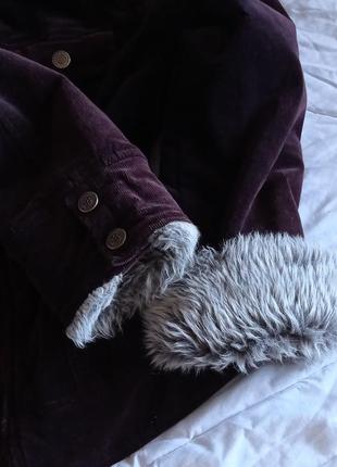 Демі куртка приталені коротка на флісі, вельветова, марсала, principle3 фото