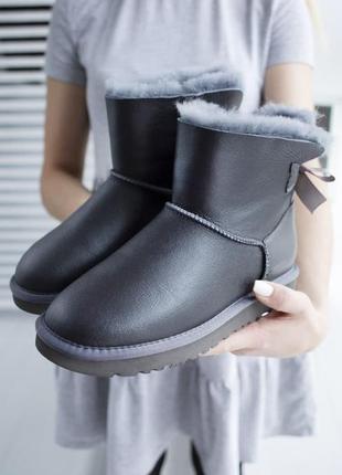 Ugg mini bailey bow grey🆕 шикарные женские угги с бантом🆕купить наложенный платёж4 фото