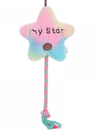 Іграшка для собак charming toy dream stars зірочка плюшева з пискавкою і канатом 17*40cm1 фото