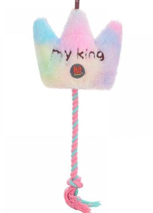 Іграшка для собак charming toy dream crown корона плюшева з пискавкою і канатом 17*40cm1 фото
