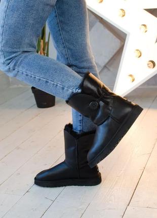 Ugg button black leather 🆕 шикарні жіночі уггі 🆕купити накладений платіж