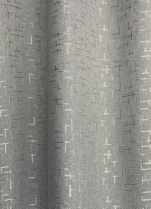 Серые готовые шторы лен блэкаут мрамор однотонные5 фото