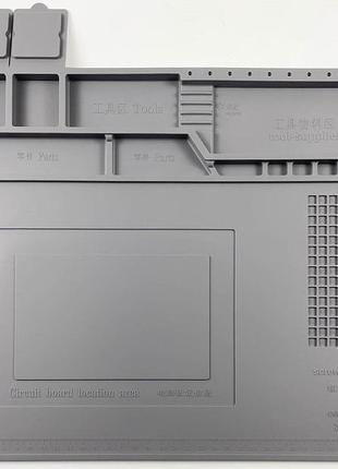 Мат силиконовый, термоустойчивый aida s-160, для ремонта техники и раскладки запчастей / 450x300 мм grey