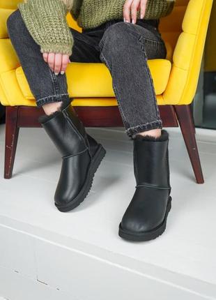 Ugg classic black leather 🆕 шикарні жіночі уггі c замком 🆕 купити накладений платіж10 фото