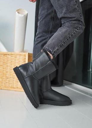 Ugg classic black leather 🆕 шикарні жіночі уггі c замком 🆕 купити накладений платіж