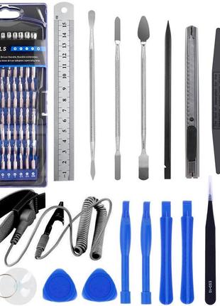 Набор отверток 80 в 1 + инструменты / универсальный / прецизионный / лопатки / пинцеты / для ремонта / чехол