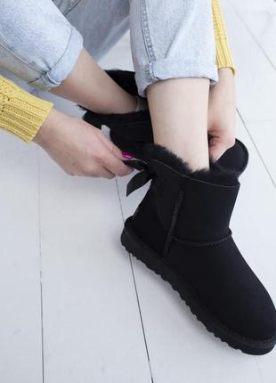 Ugg mini bailey bow black 🆕 шикарні жіночі уггі c замком 🆕 купити накладений платіж