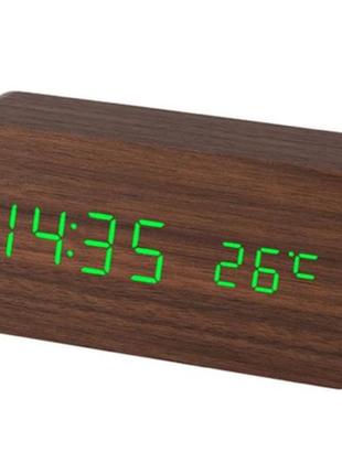 Настільний годинник art-862 від мережі та батарейки годинник-будильник дата температура 16х8х5 см vst
