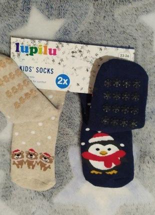 Детские тёплые махровые носки носочки abs с тормозами lupilu германия, 23-265 фото