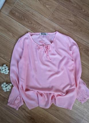 Рожева блузка з рукавами сорочка батал