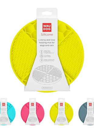 Килимок для злизування і повільного харчування waudog silicone, 211х211х30 мм, жовтий