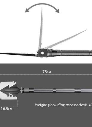 Лопата тактична багатофункціональна traveler hh004 / для туризму / риболовлі / ніж / кресало / біта / чохол10 фото