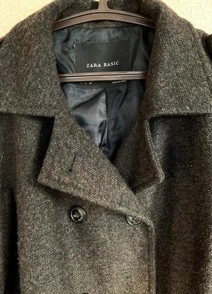 Распродажа!!!! красивое меланжевое пальто полушерсть zara l