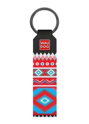 Брелок waudog design з малюнком "етно", преміум шкіра (ширина 20 мм, довжина 95 мм) чорний