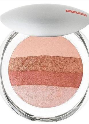 Пудра-румяна для лица pupa luminys baked all over illuminating blush-powder 01 rose stripes, 9 г