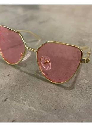 Окуляри для собак multibrand "gold/mirror pink" золото/дзеркальне рожеве скло