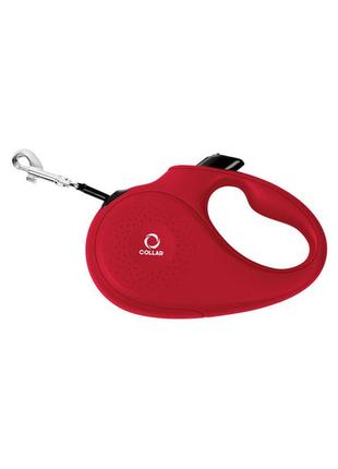 Повідець-рулетка collar для собак, розмір s, 15 кг, 5 м, стрічка червоний2 фото