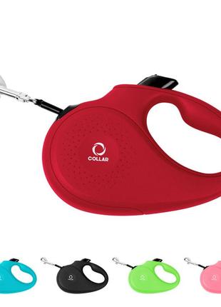 Повідець-рулетка collar для собак, розмір s, 15 кг, 5 м, стрічка червоний