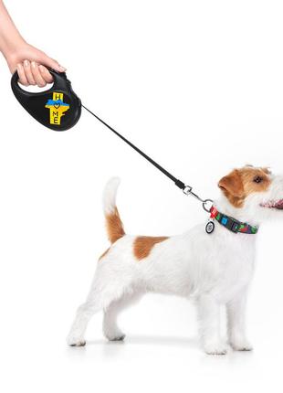 Повідець-рулетка для собак waudog r-leash, малюнок "дім", s, до 15 кг, 5 м, світловідбиваюча стрічка чорний7 фото