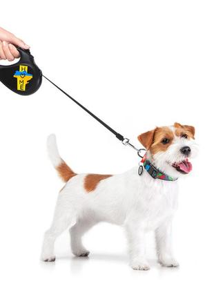 Повідець-рулетка для собак waudog r-leash, малюнок "дім", s, до 15 кг, 5 м, світловідбиваюча стрічка чорний8 фото