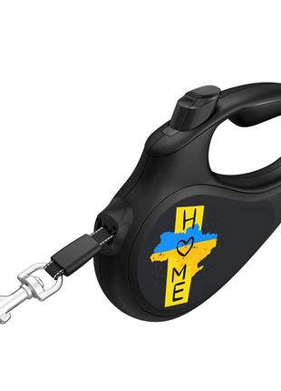 Повідець-рулетка для собак waudog r-leash, малюнок "дім", s, до 15 кг, 5 м, світловідбиваюча стрічка чорний2 фото