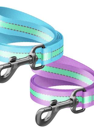 Повідець для собак нейлоновий waudog nylon, світонакоплювальний, ш 15 мм, дов 122 см фіолетовий